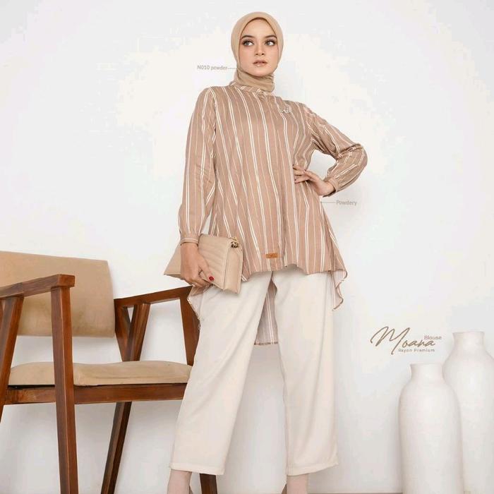 Nadheera Luxury - Atasan Motif Salur Moana Blouse Bahan Rayon Premium Karakteristik Bahan Ringan Jat