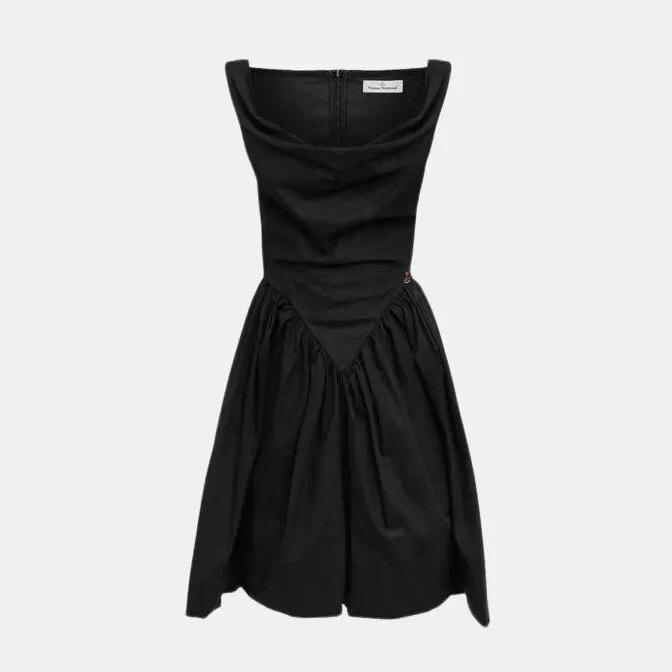 Dres Mini Wanita Vivienne Westwood Mini Sunday Dress - Dress Hitam Gaya Casual