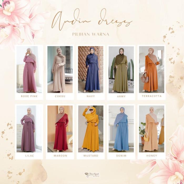 > Andin Dress X Ria Ricis Bahan Crinkle Fashion Muslim Maxi Dress Kekinian RR