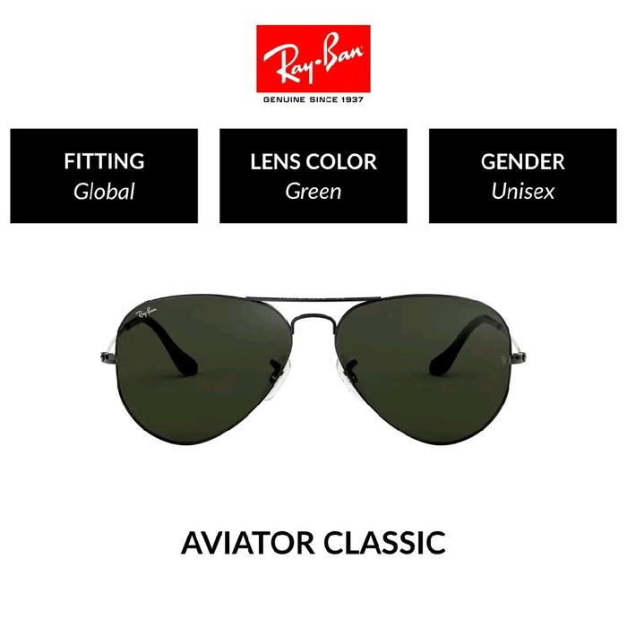 new 100% Original Ray-ban kacamata hitam aviator RB3025 sunglasses black pria wanita ori