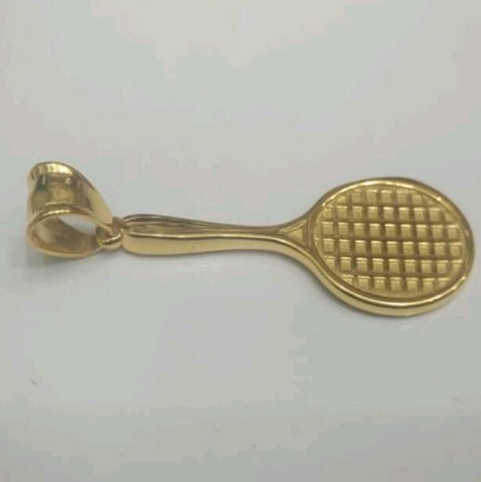 kalung Titanium Gold Raket Badminton Stainless