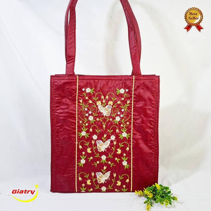 Tas map bordir/tas totebag/Tas map bordir zipper dokumen tas jinjing map