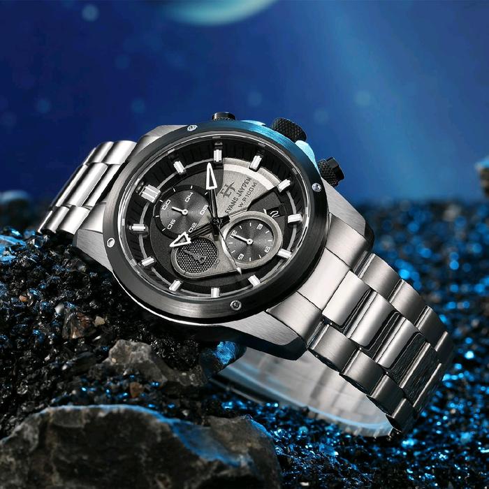 JAM TANGAN PRIA EVANS JAYDEN EJ-9589 ST STRAP STAINLESS STEEL BERGARANSI MESIN 1TH Quartz