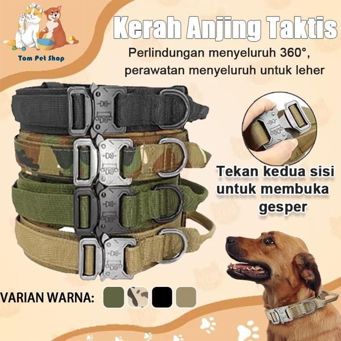 Collar Anjing Dengan Handle Anjing Besar Medium Bisa Diatur Buckle Leher Nylon/Kalung Anjing Besar K