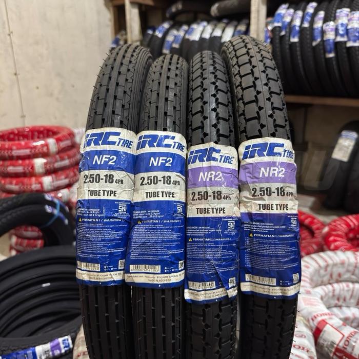 BAN LUAR MOTOR IRC 250-18 NF2 BUNGA LURUS/GARIS & 250-18 NR2 PETAK TAHU ( TUBETYPE ) RING 18 Motorcy