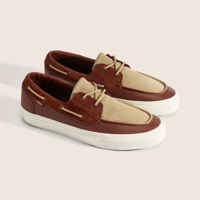 VANS SLIP ON 2-EYELET BOAT LEATHER INCENSE ORIGINAL RESMI Sepatu Flat Pria Kulit Asli - Shoes