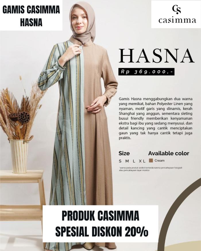 HASNA DRESS BY CASIMMA / HASNA DRESS / GAMIS DEWASA / GAMIS CANTIK/ GAMIS KEKINIAN / CASIMMA