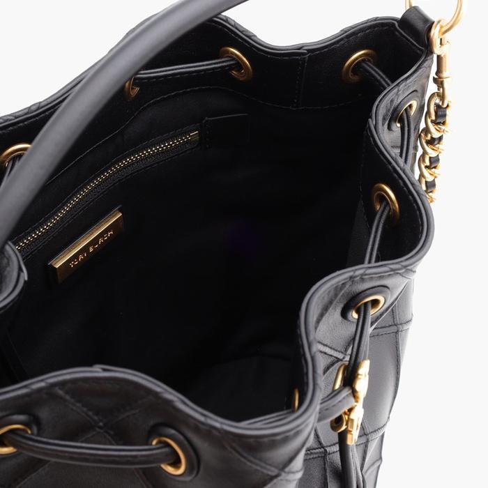 TORY BURCH LARGE FLEMING SOFT BUCKET BAG IN BLACK