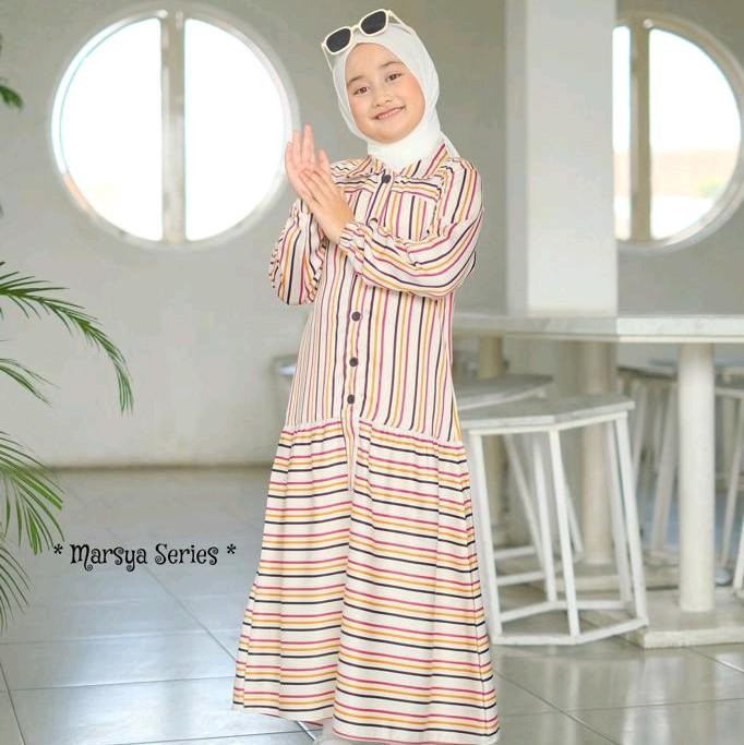 gamis katun anak marsya series set hijab Cantik