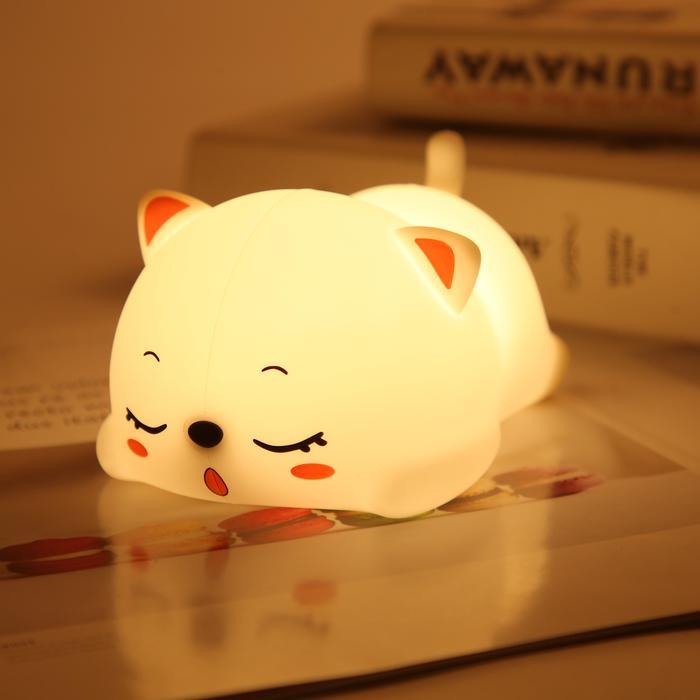 Lampu Tidur Anak Karakter Kucing RGB – Lampu Tidur LED Squishy Warna-Warni Nyala Otomatis