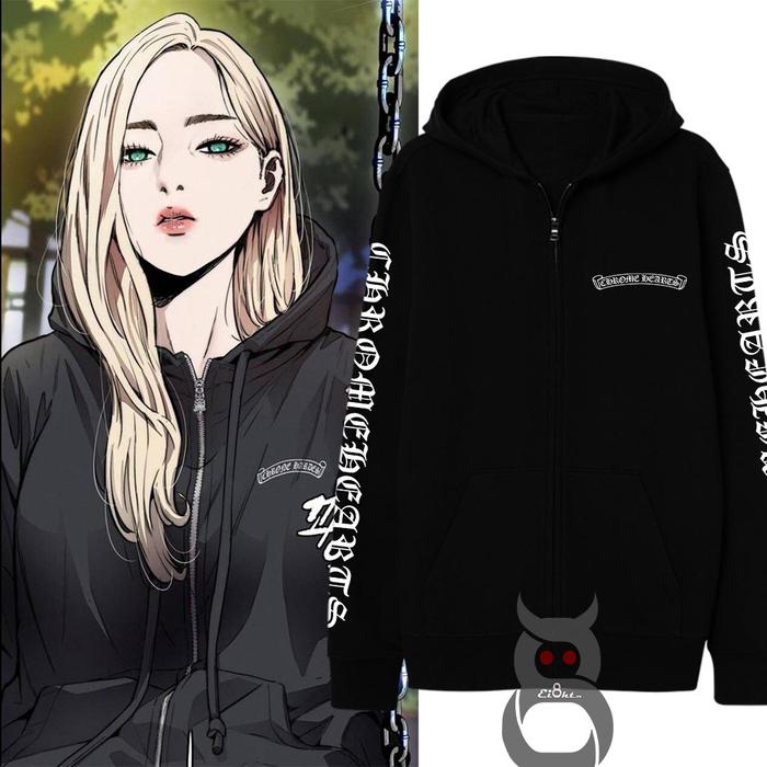 Jaket Zipper Hoodie Chrome Hearts Shelly Jayjoo WindBreaker Manhwa Outfit