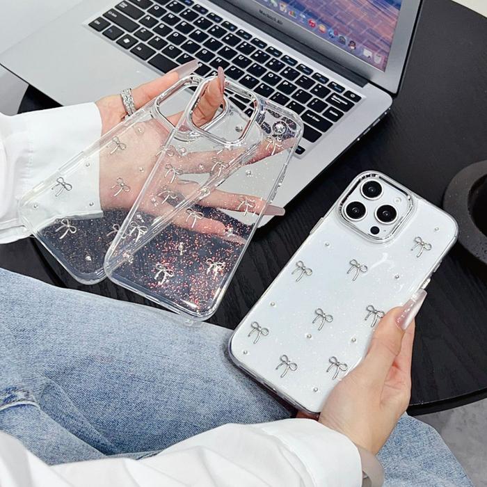 3D Ribbon Coquette Clear Glitter Casing Cute Case For IPHONE 11 13 14 15