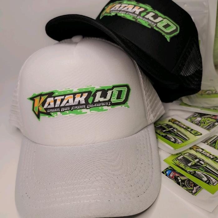 Topi Jaring bus asyrof Katak Ijo All size dewasa anak anak free stiker 4 pcs Fashion