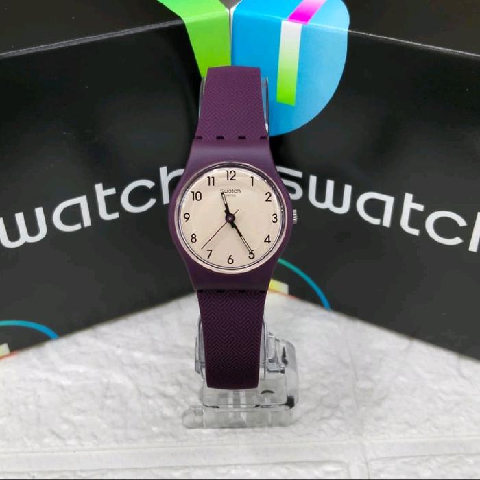 JAM TANGAN WANITA SWATCH ORIGINAL RUBBER DARK PURPLE SWATCH LR138 SWATCH LR 138 SWATCH ORIGINAL REPE