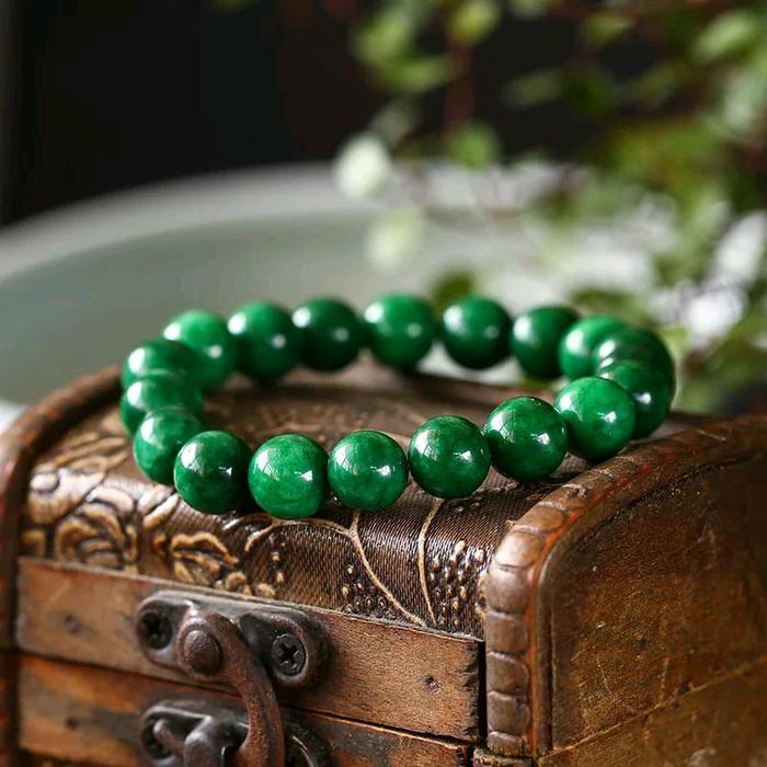 Gelang Batu Giok Hijau Aceh Natural Asli Bio Energy Terapi Pria & Wanita Oryginal Fengshui gelang ba
