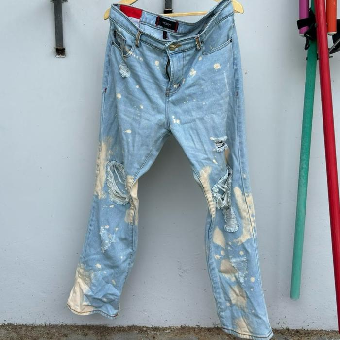 Celana Jeans Denimitup hamjeansku - H1 Reguler patch - light blue artsy splash