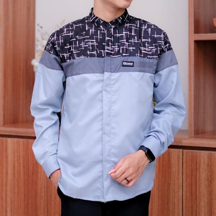 Baju Kemeja Koko Elrumi Lengan Panjang Motif Senopati