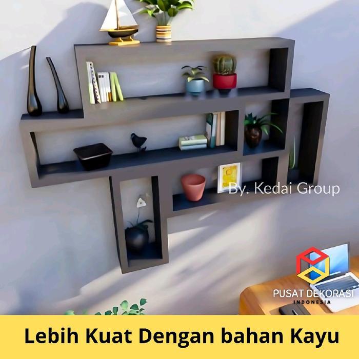 Rak Kosmetik Dinding Minimalis Ambalan Susun Kayu Rak Buku Rak Bunga Gantung Tempel Kosmetik Dinding