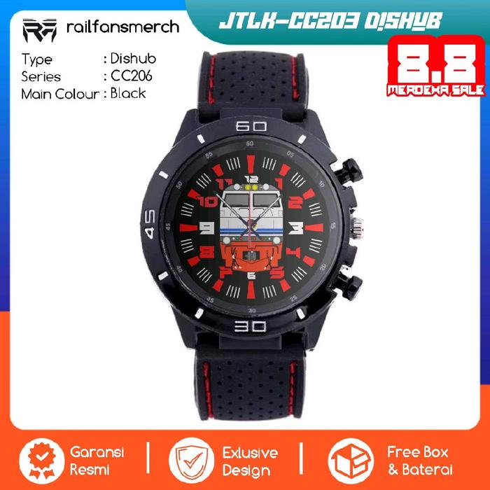 Railfansmerch Jam tangan lokomotif kereta api CC203 Dishub