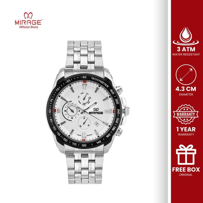 Mirage Watch - Jam Tangan Analog Pria Original Silver Sporty Original Anti Air 8535 / 8883 M terlari