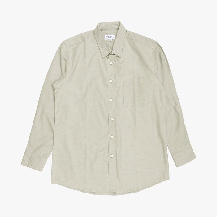 dellco kemeja basic oxford creampy Lengan panjang Fit Kain