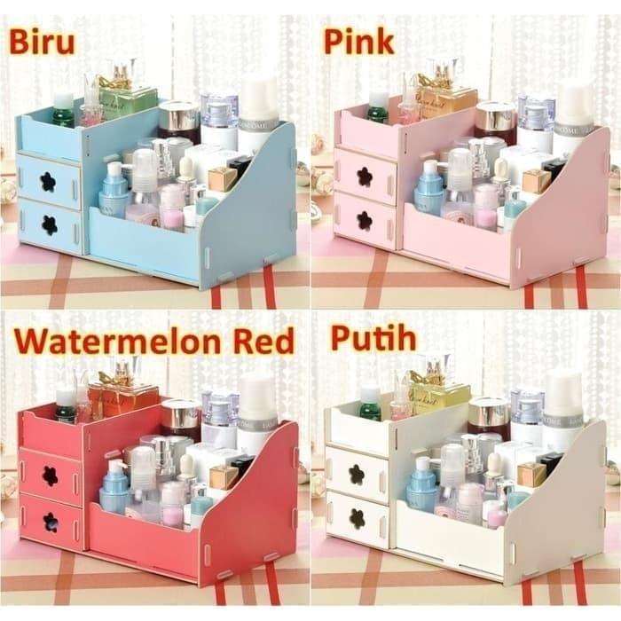 Rak Kosmetik Kayu Mini Desktop Storage cosmetic box organizer laci