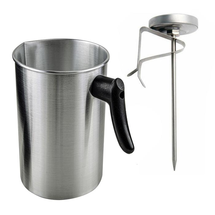 Silver 3L DIY Melting Pouring Pot Thermometer Probe Cup Jug Pitcher