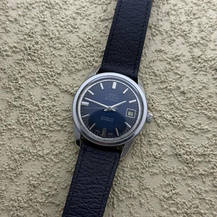 Dresswatch Jam tangan Systema 25j Incabloc Swis Blue Dial Second Preloved