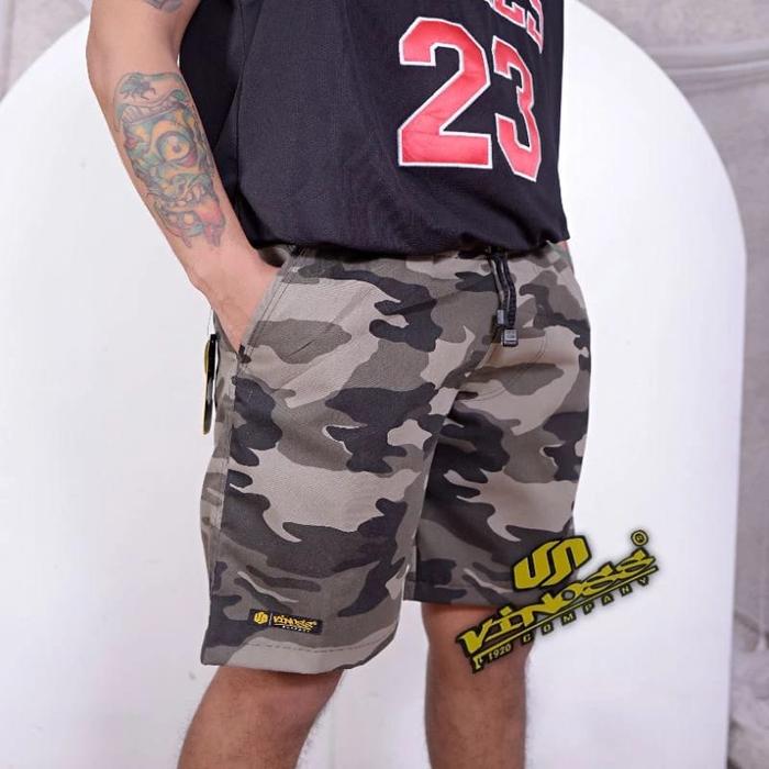 Celana JOGER Pendek Pria dengan Motif Loreng Army dan Polos