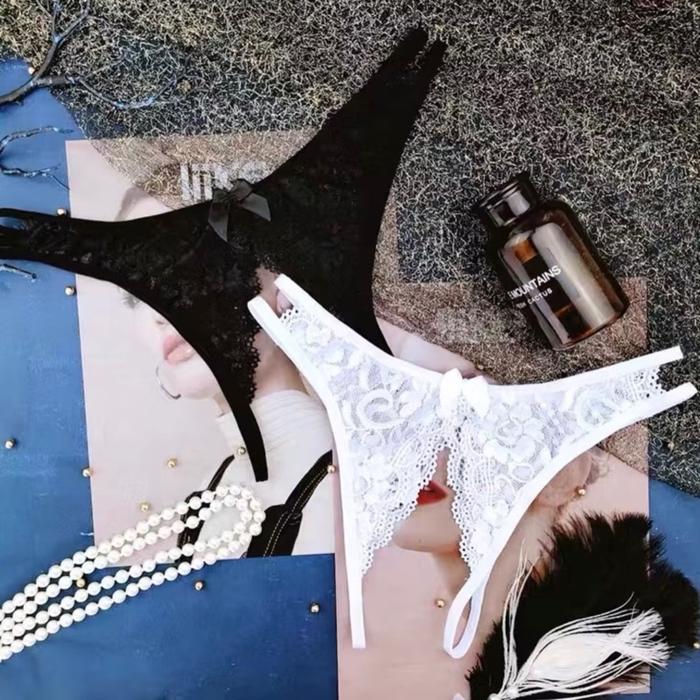 ￼Celana dalam Wanita jumbo Sexy Renda Open Crotch G String Transparan