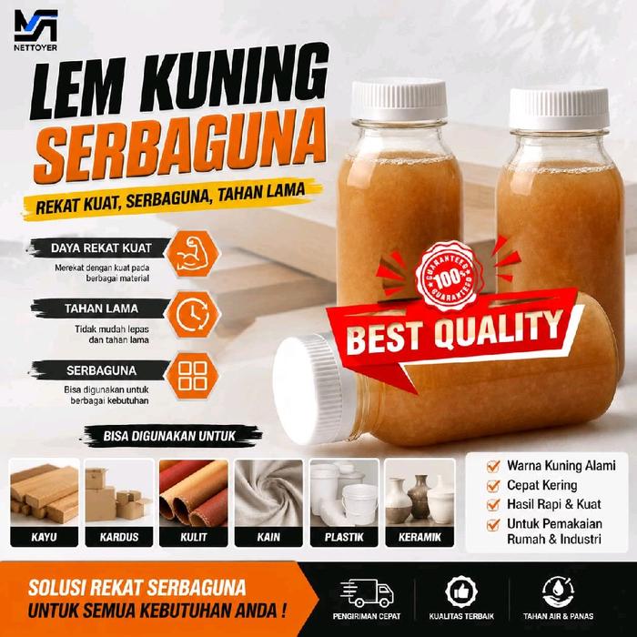 Lem kuning botolan serbaguna 100ml / Daya rekat super kuat / Glue
