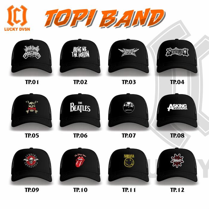 LUCKY DVSN Topi Band Musik Metal Trucket Hat Hitam Casual Topi Distro Jaring Pria Wanita Unisex Dewa