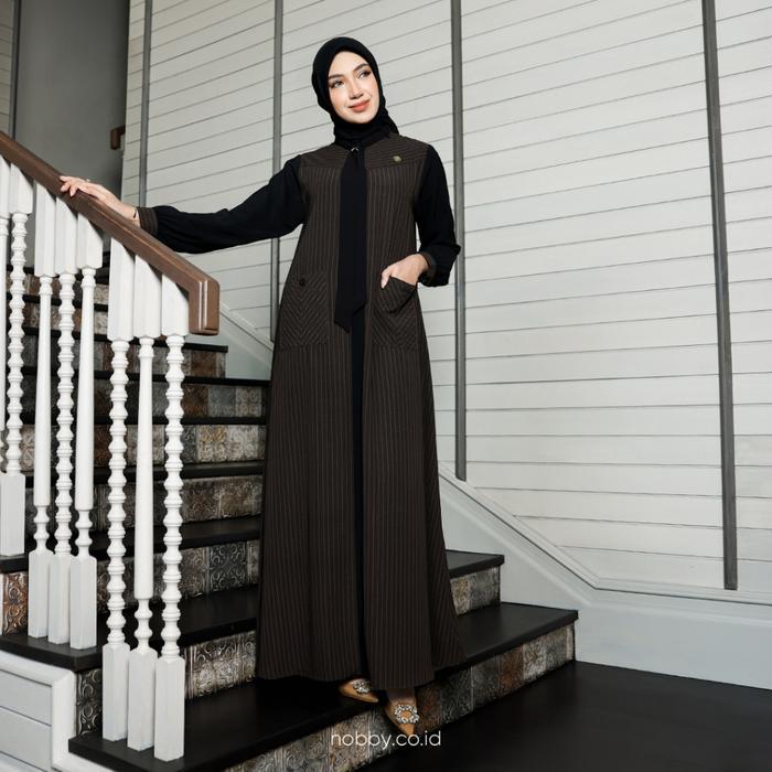 PROMO TERBATAS!!!!!! Nobby Parama Dress Gamis Muslim Wanita Terbaru Bahan Woolpeach Ultimate - Black