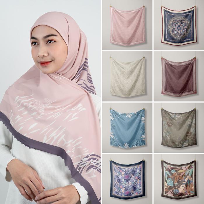[BUNDLE 3PCS] Hijab Segiempat Digital Printing Lasercut - Premium Cotton Voile - Dobby Chiffon - Lur
