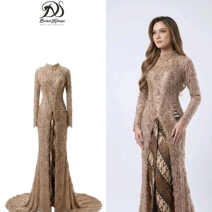 Berkat Kebaya - Kebaya Melantai yang Elegan dengan Design Kerah Sanghai dan Detail Payet yang Mewah