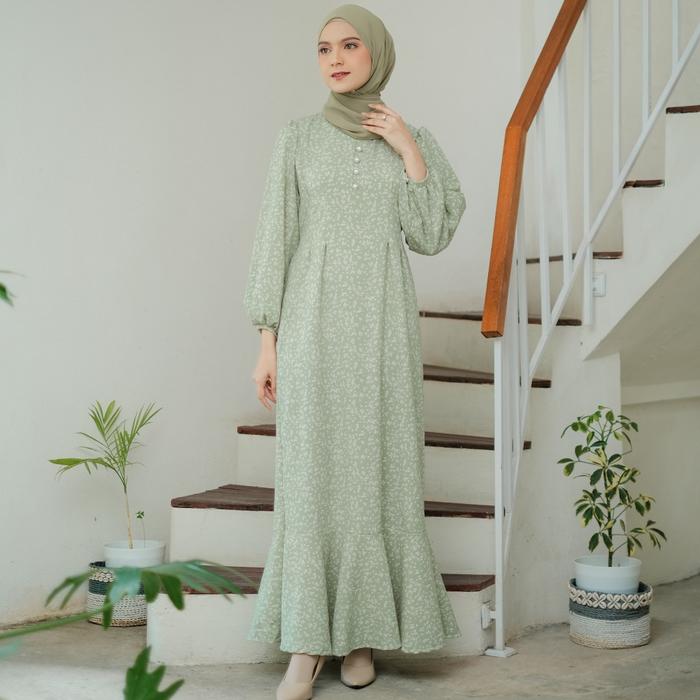 [ 𝗚𝗥𝗔𝗧𝗜𝗦 𝗢𝗡𝗚𝗞𝗜𝗥 ] Jisso Dress Muslim Korea Bahan Crinkle | Gamis Motif Bunga | Dress Floral | Gamis 