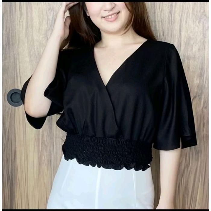 COD BAJU ANDIN ATASAN CROP TOP/BAJU CEWE KEKINIAN/KORAN BLOUSE Pendek Kain Katun Lembut Twill Garis 