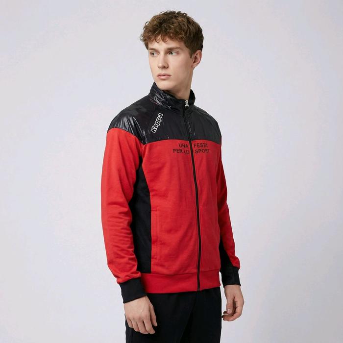 (Jaket Branded) Kappa Sportswear Men's Red Mid Black "Una Festa Per Lo Sport" Track Top Jacket