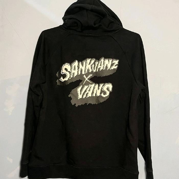 SANKUANZ x Vans Rebel Teeth, Hoodie Langka Tudung Hitam Pria Motif Year of Dog Kolaborsi