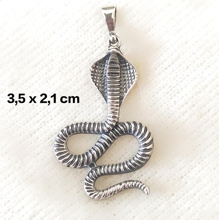 Liontin Pendant Mainan Kalung Motif Ular Snake Cobra Perak Silver Bali Asli 925 Pria Wanita Keren