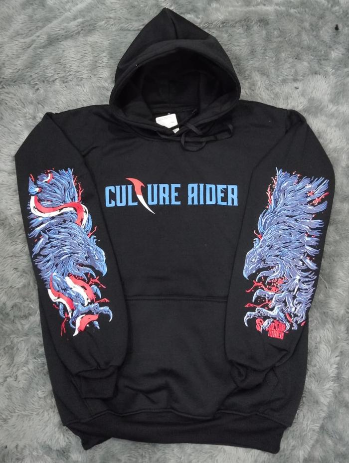Hoodie Culture Rider Independen Hitam Motip Pull Printing Premium Hing Quality Unisex
