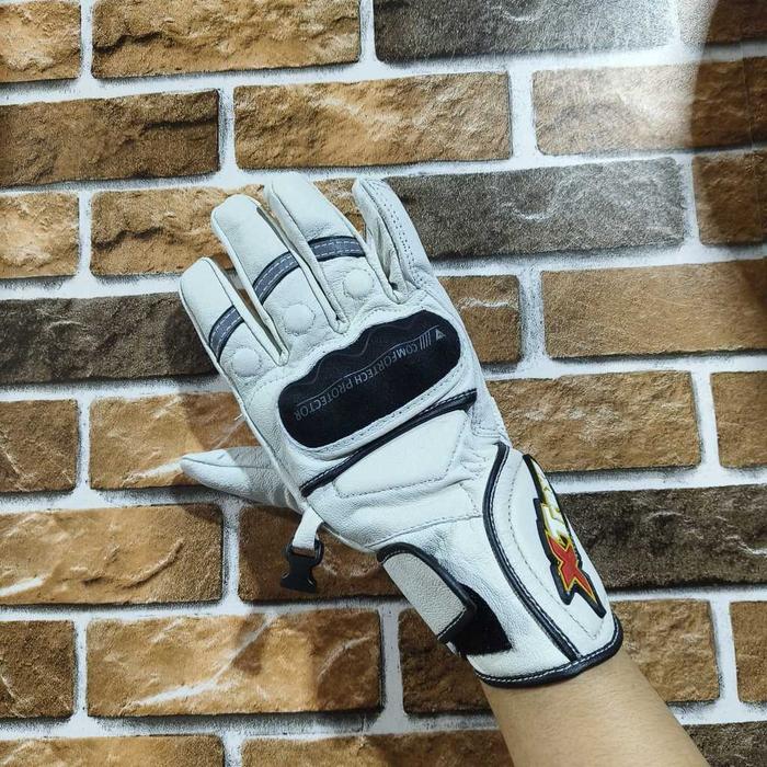 Sarung Tangan Putih Stylish Kulit Asli - Sarung Tangan Motor Kulit Asli Quiser Glove