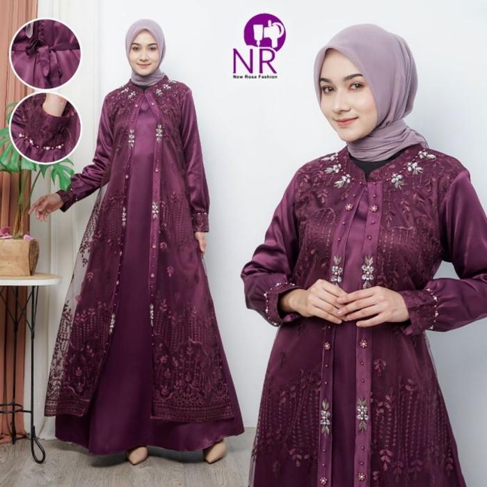 Chandra Kassa Mall Febyan Dress Series With Beads / Gamis Brukat Tule Rompi / Baju Muslim / Gamis Pe