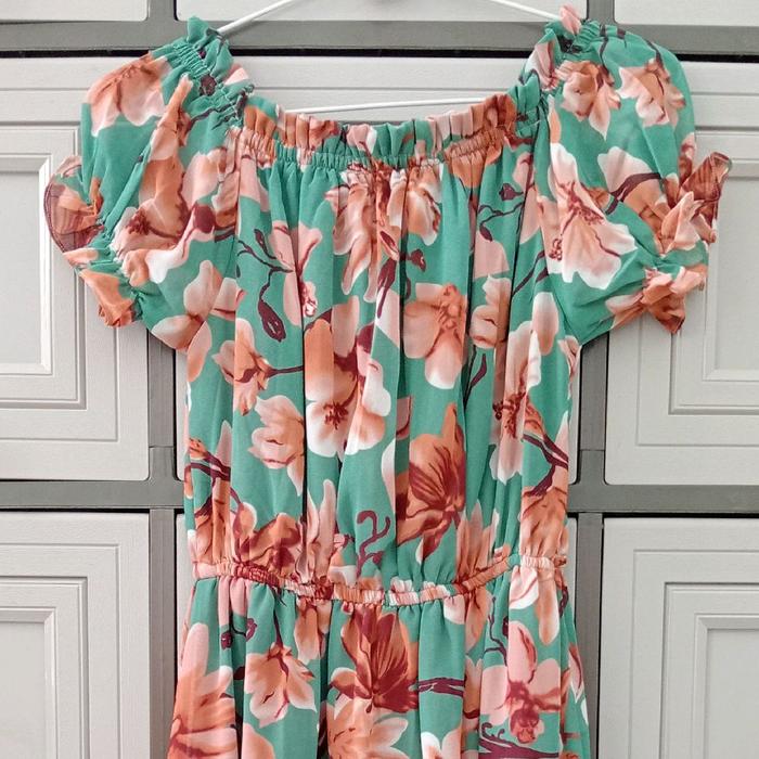Dress sabrina/ Dress kerut/ Dress bunga cantiikk..