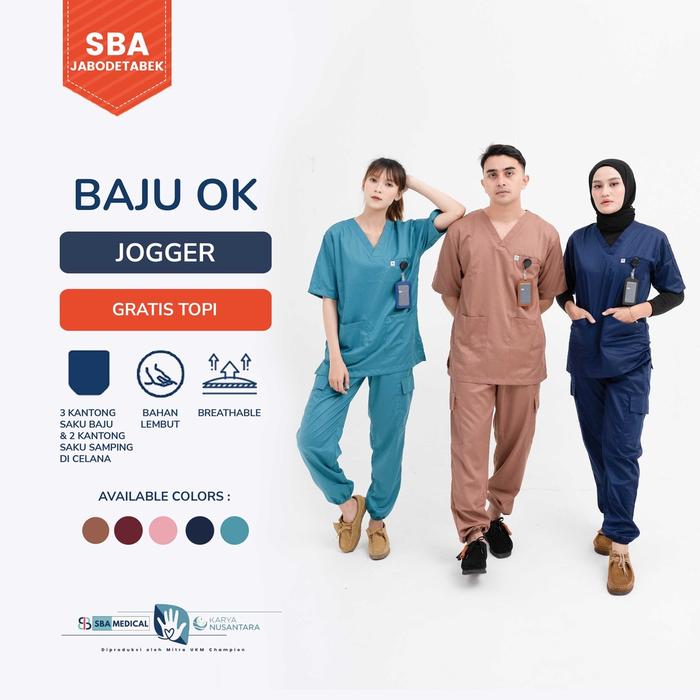 [ CLEARANCE SALE ] SBA Medical Baju OK Jogger Lengan Pendek | OK Dokter Model Jogger | Scrub Jogger 