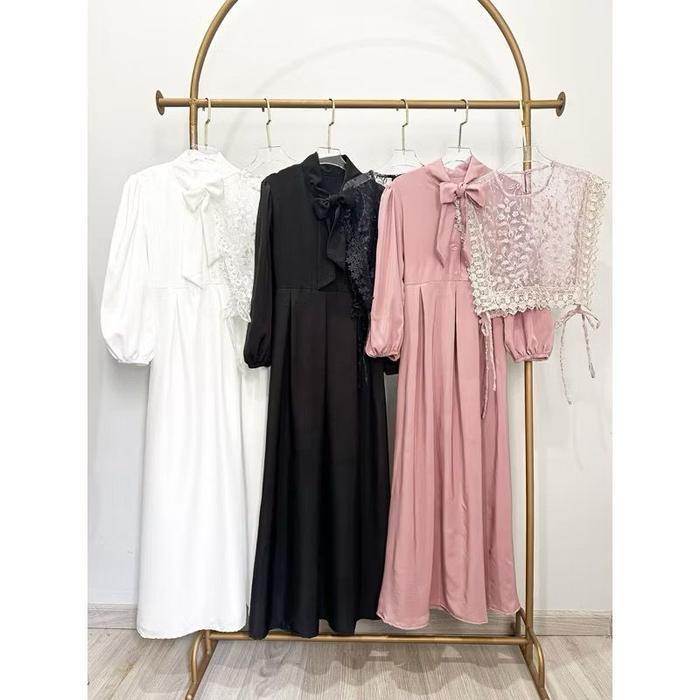 Syakila Gamis Brokat Rompi Korean Look - Dress Loli Model Rompi Tille
