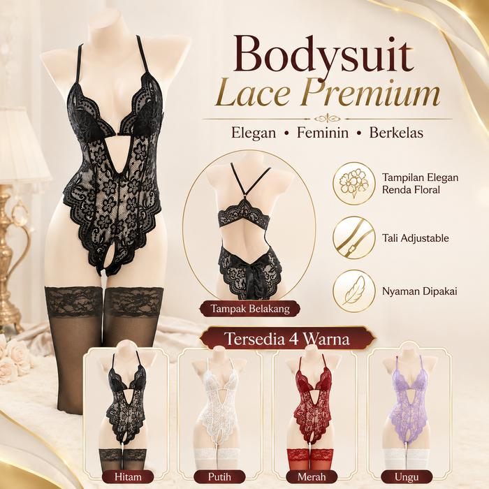 Lingerie Sexy, Bodysuit Ketat Renda Lace, Lingery Seksi, Teddy Jumpsuit Tipis, Setelan Stoking, Hot 