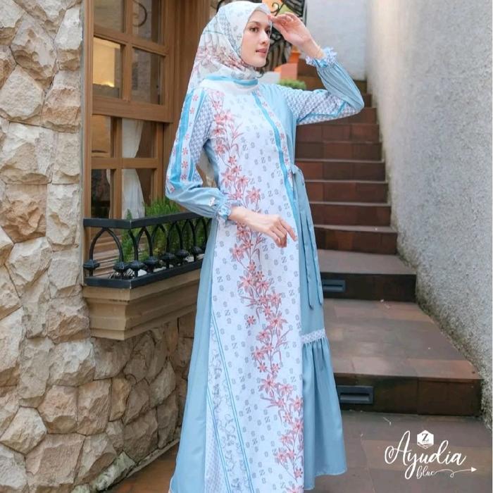AYUDIA DRESS BY ZALIFA bahan KATUN Lebaran Gamis Muslim
