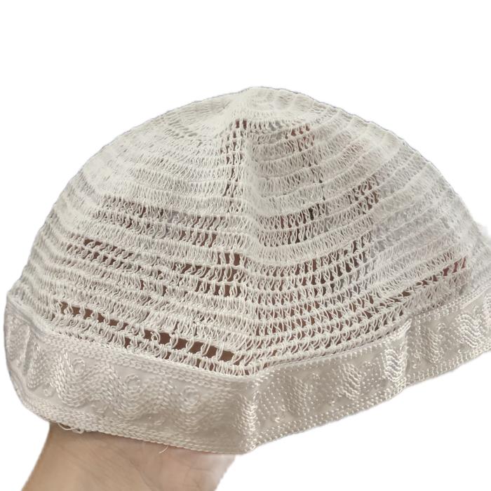 Peci original saudi list motif Muslim Songkok Putih Dewasa