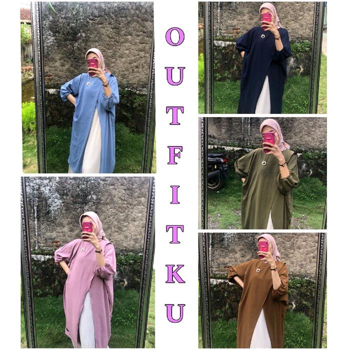 Queen Long Tunik outfitku Cringkel Airflow Oversize. Terlaris Muslim Atasan Wanita tuni kwan